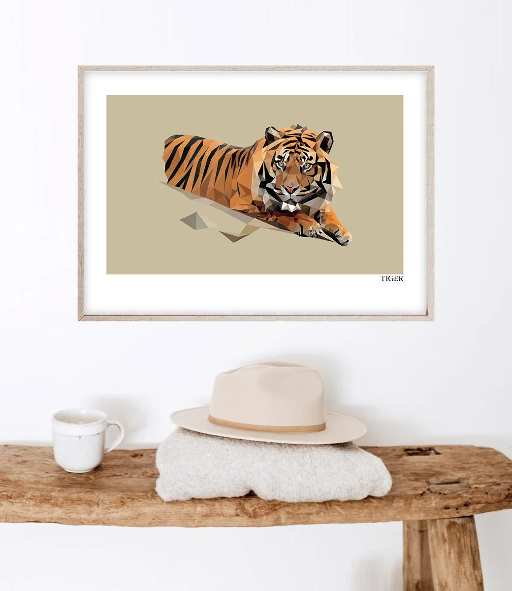 Liggende Tiger af polygoner